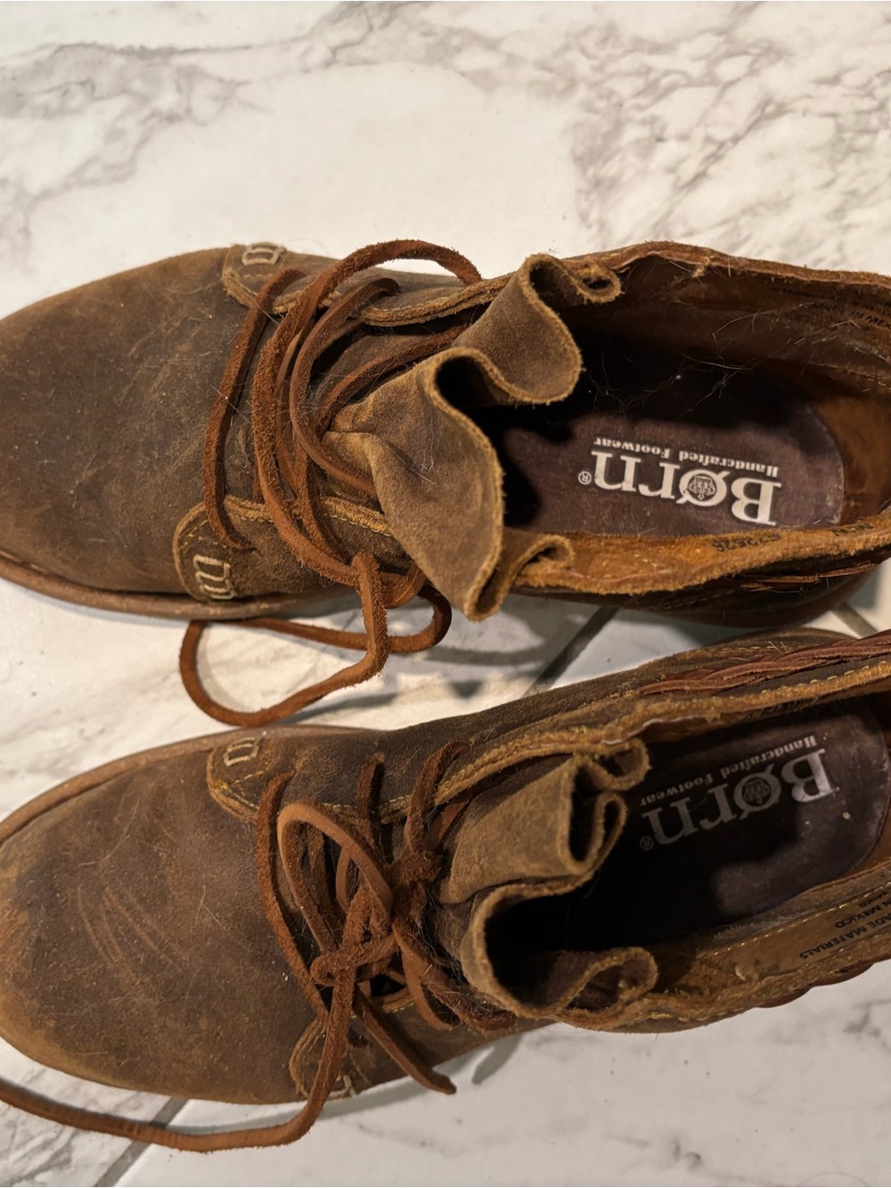 Born Distressed Brown Suede Lace-Up Ankle Booties